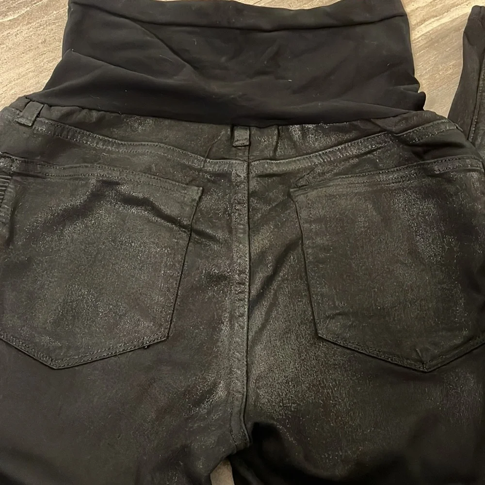 Paige Vertugo Ankle Maternity Coated Black Jeans
